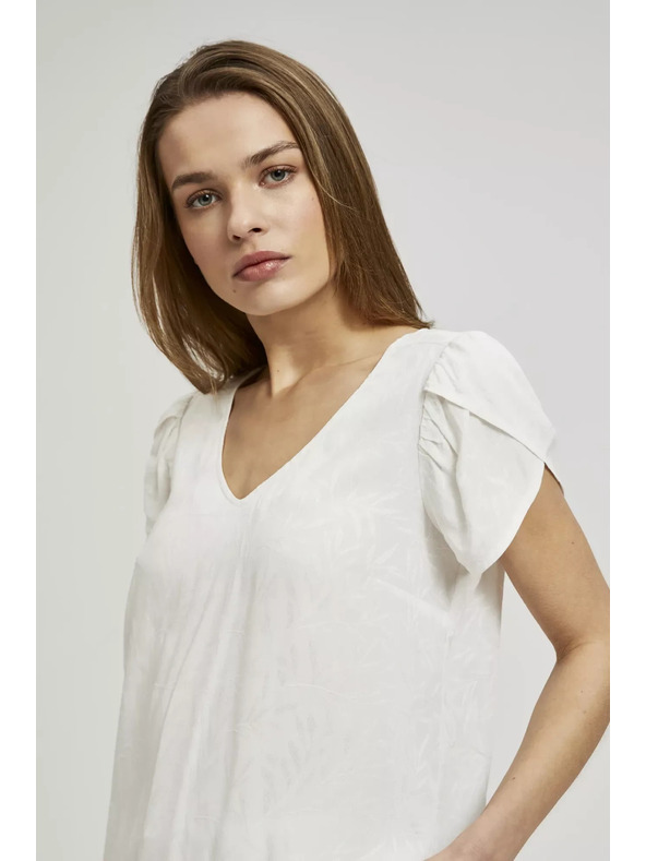 Moodo Бяла риза с V-образно деколте Moodo
