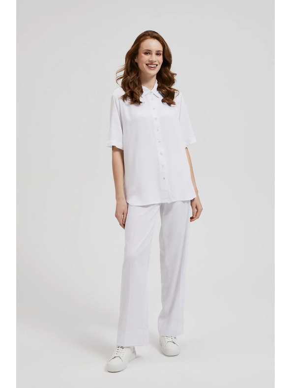 Moodo Бяла вискозна риза с яка Moodo