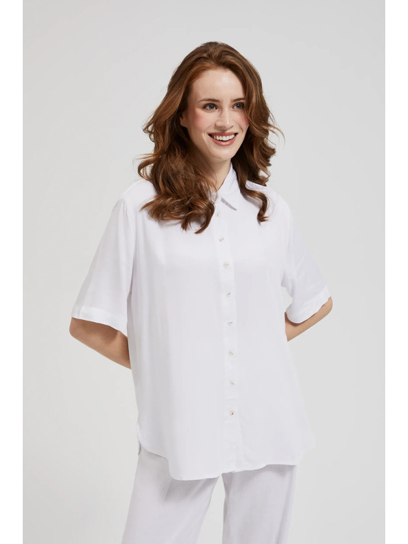 Moodo Бяла вискозна риза с яка Moodo