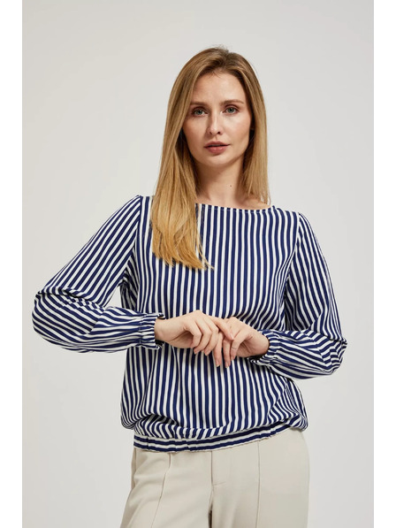 Moodo Бяло-тъмносиня риза с кръгло деколте и тънки презрамки Moodo