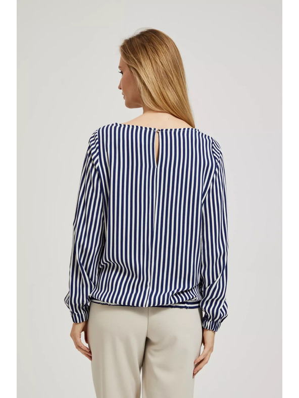 Moodo Бяло-тъмносиня риза с кръгло деколте и тънки презрамки Moodo