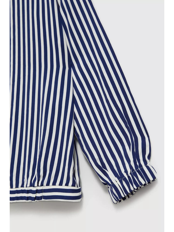 Moodo Бяло-тъмносиня риза с кръгло деколте и тънки презрамки Moodo