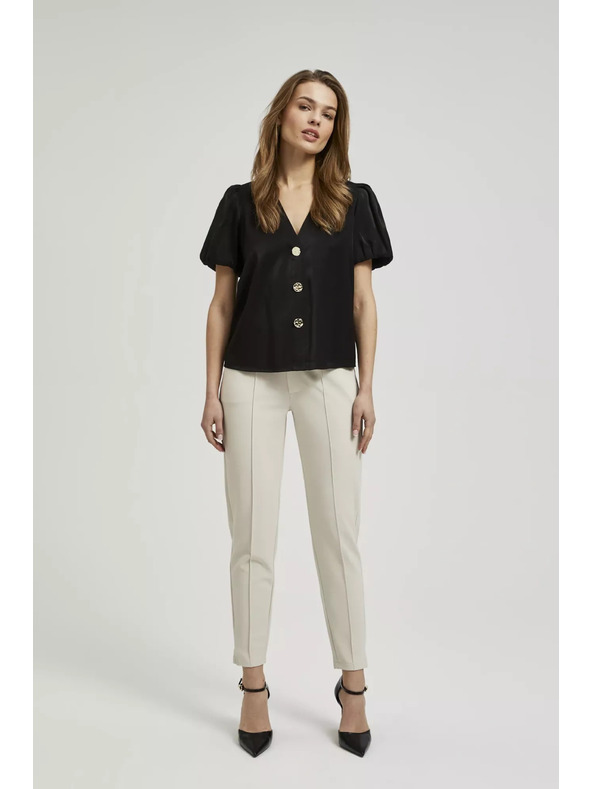 Moodo Черна риза с набрани ръкави и декоративни копчета Moodo