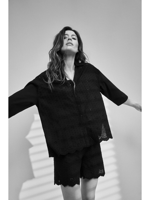 Moodo Черна oversize копченна риза Moodo