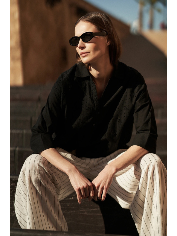 Moodo Черна oversize копченна риза Moodo