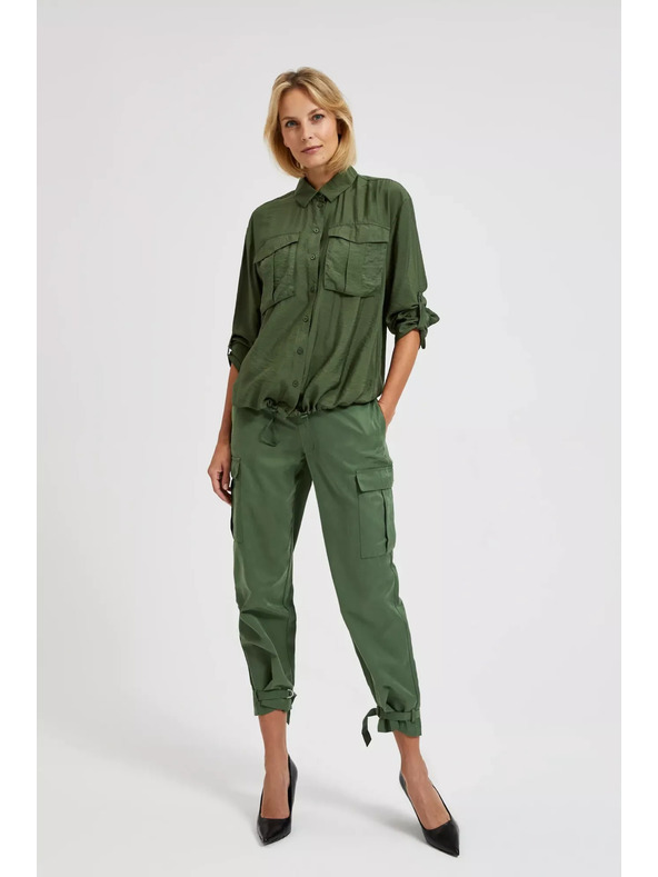 Moodo Каки риза с джобове и разгънати ръкави Moodo