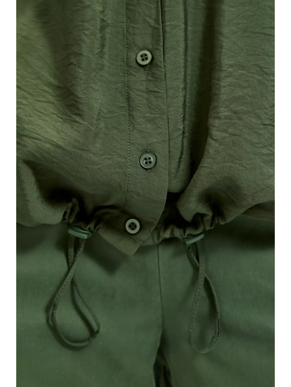 Moodo Каки риза с джобове и разгънати ръкави Moodo