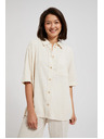 Moodo Ленена риза с джобче бежова Moodo