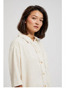 Moodo Ленена риза с джобче бежова Moodo