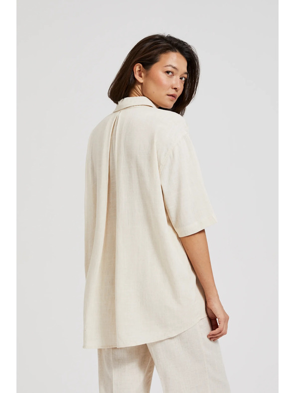 Moodo Ленена риза с джобче бежова Moodo