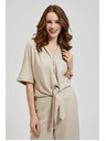 Moodo Ленена риза с връзване бежова Moodo