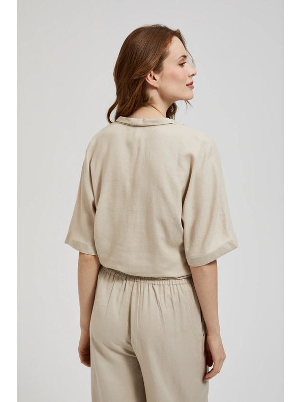 Moodo Ленена риза с връзване бежова Moodo