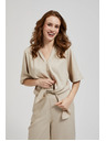Moodo Ленена риза с връзване бежова Moodo