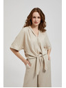Moodo Ленена риза с връзване бежова Moodo