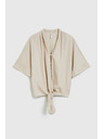 Moodo Ленена риза с връзване бежова Moodo