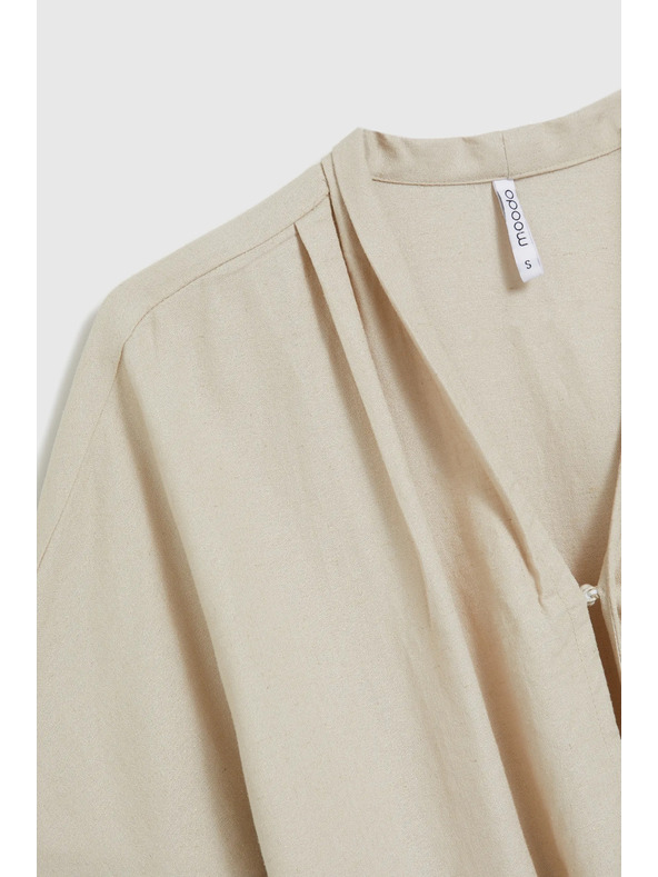 Moodo Ленена риза с връзване бежова Moodo