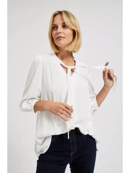 Moodo Бяла копченна риза Moodo с връзано деколте