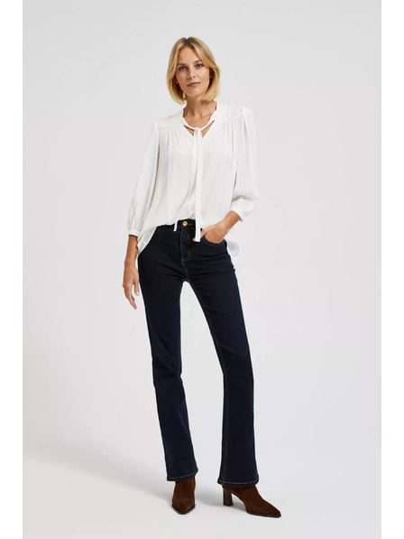 Moodo Бяла копченна риза Moodo с връзано деколте