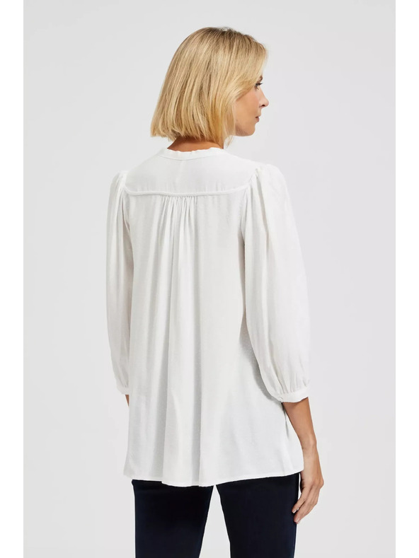 Moodo Бяла копченна риза Moodo с връзано деколте