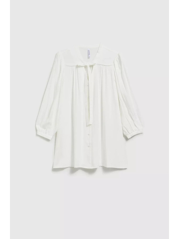 Moodo Бяла копченна риза Moodo с връзано деколте