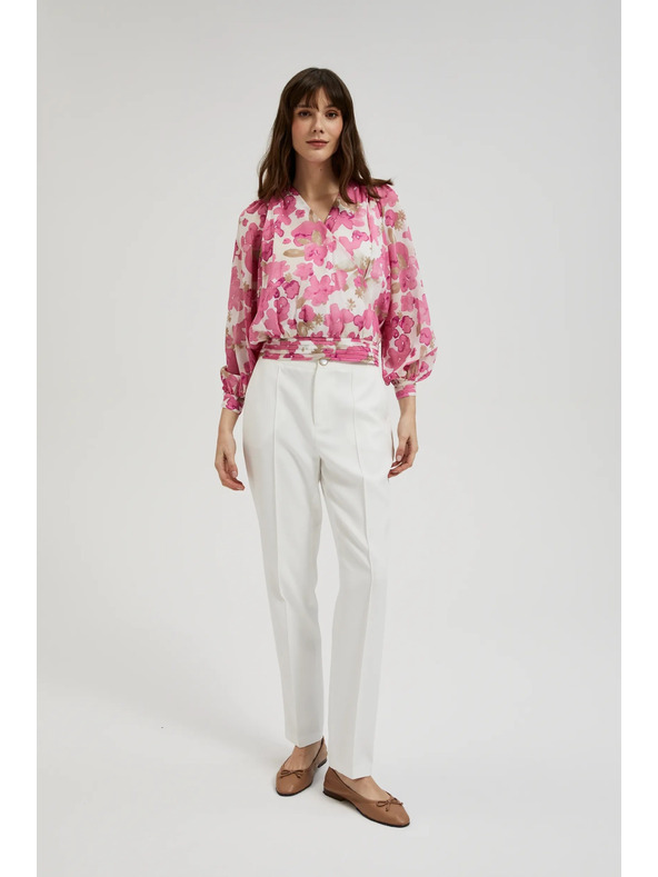 Moodo Розова цветна риза с набрани ръкави Moodo