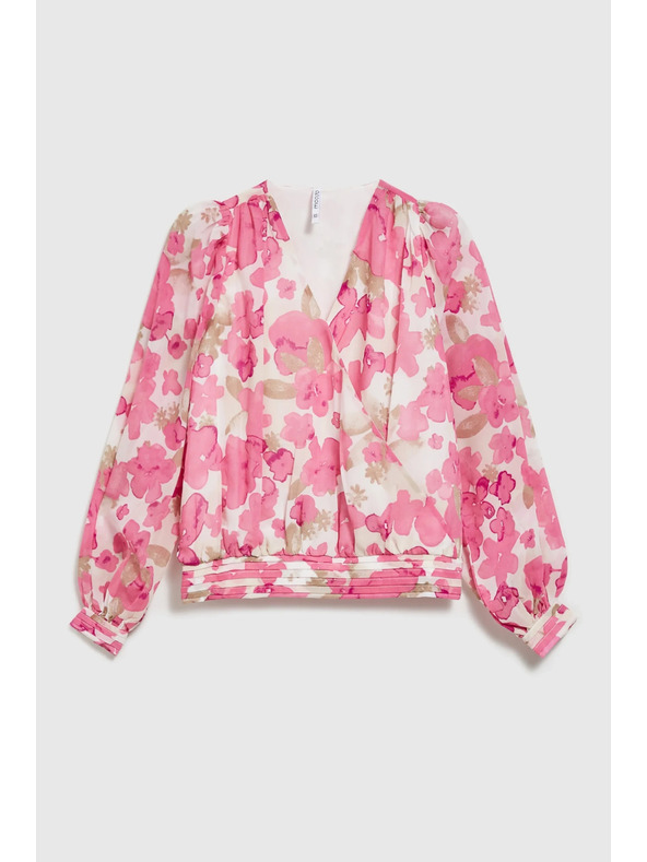 Moodo Розова цветна риза с набрани ръкави Moodo