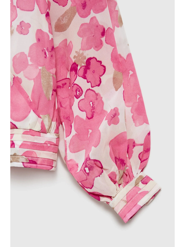 Moodo Розова цветна риза с набрани ръкави Moodo