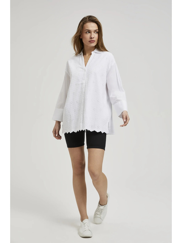 Moodo Бяла oversize риза с V-образно деколте Moodo