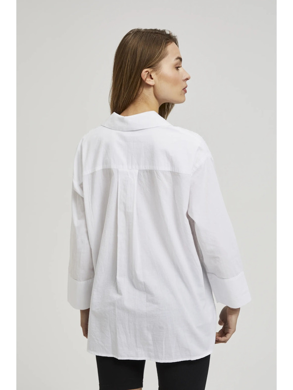 Moodo Бяла oversize риза с V-образно деколте Moodo