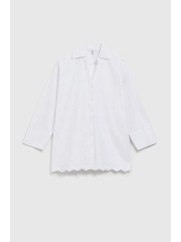 Moodo Бяла oversize риза с V-образно деколте Moodo