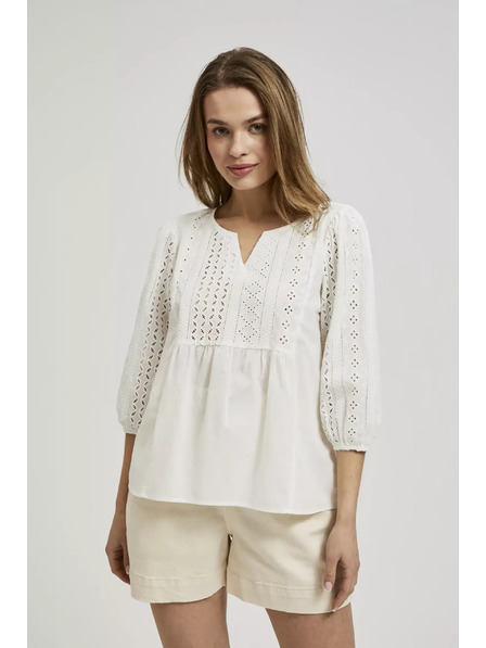 Moodo Бяла блуза с 3/4 ръкави Moodo