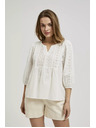 Moodo Бяла блуза с 3/4 ръкави Moodo
