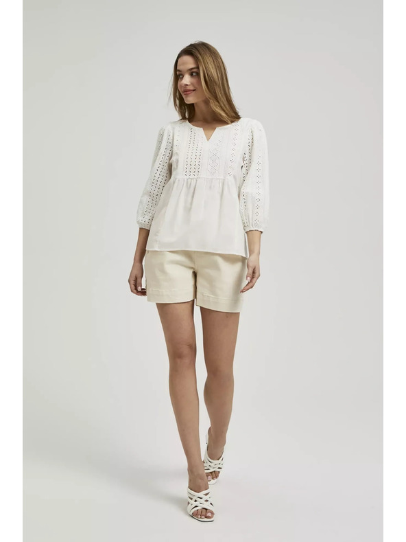 Moodo Бяла блуза с 3/4 ръкави Moodo