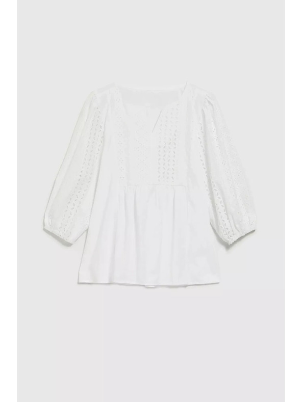 Moodo Бяла блуза с 3/4 ръкави Moodo