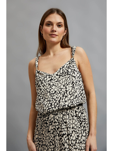 Moodo Щампована риза с тънки презрамки бежова Moodo