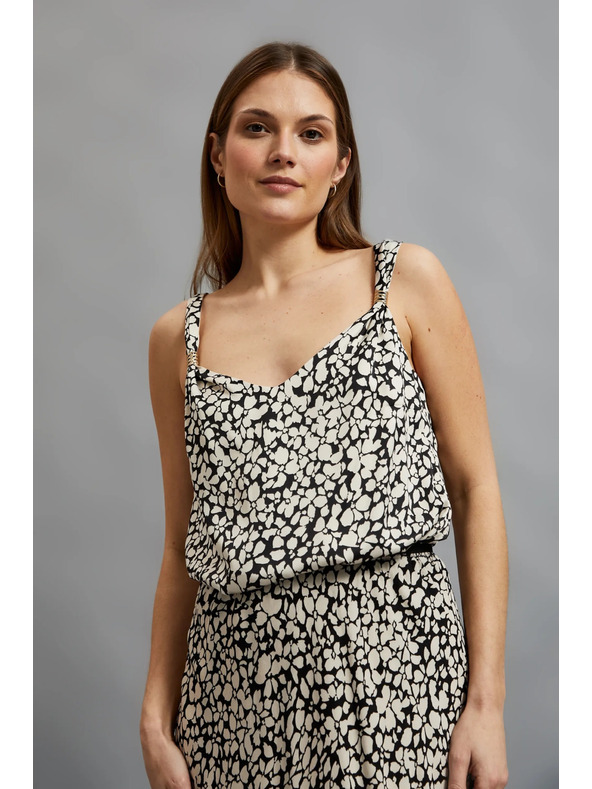 Moodo Щампована риза с тънки презрамки бежова Moodo