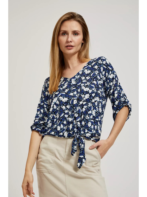 Moodo Синя цветна риза с връзване Moodo