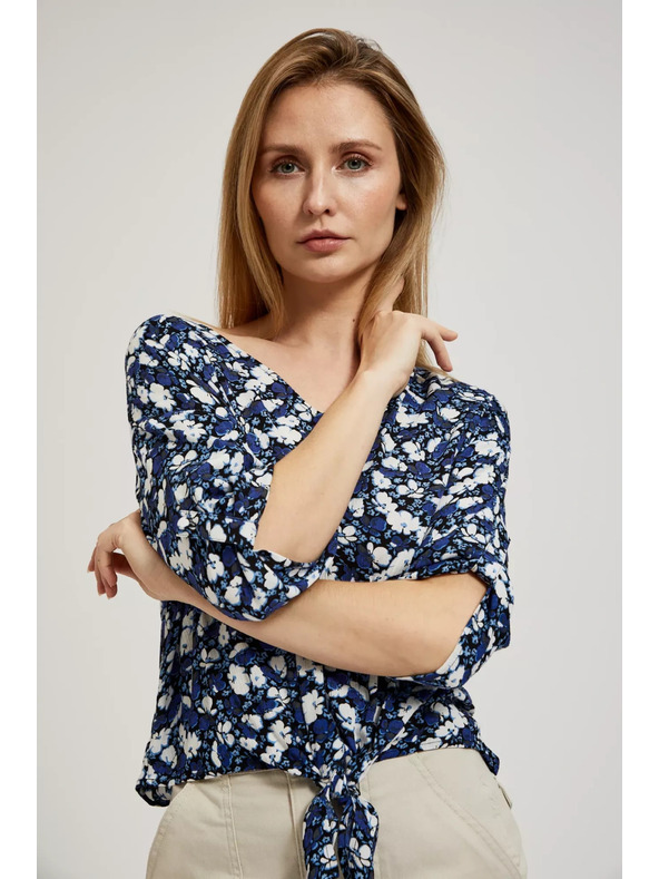 Moodo Синя цветна риза с връзване Moodo