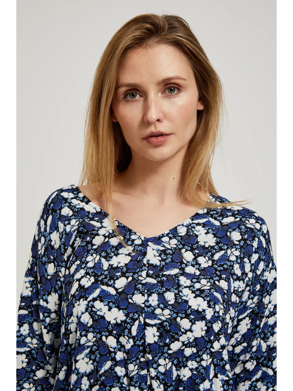 Moodo Синя цветна риза с връзване Moodo