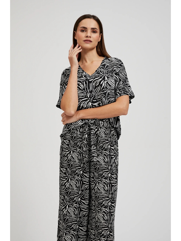 Moodo Вискозна риза с десен черна Moodo