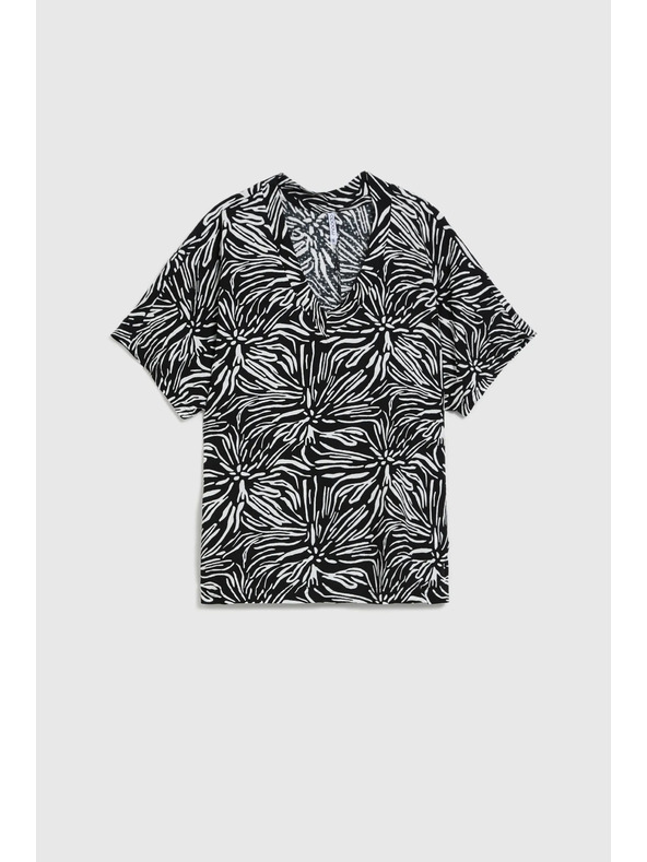 Moodo Вискозна риза с десен черна Moodo