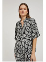 Moodo Вискозна риза черно-бяла Moodo