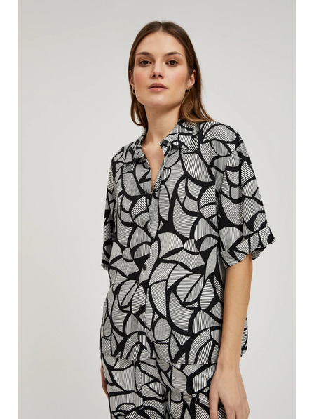 Moodo Вискозна риза черно-бяла Moodo