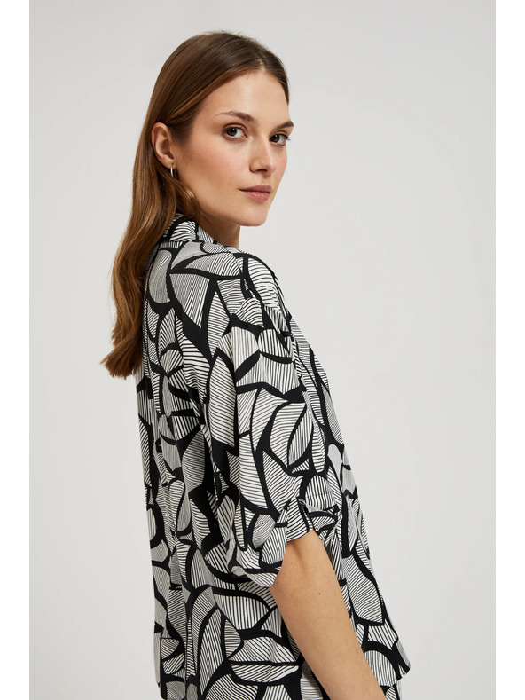 Moodo Вискозна риза черно-бяла Moodo