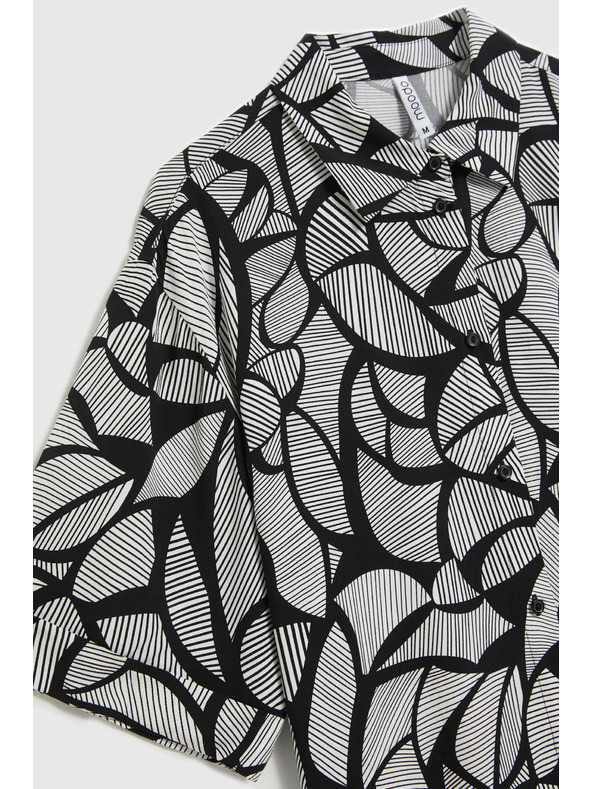 Moodo Вискозна риза черно-бяла Moodo