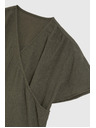 Moodo Риза с V-образно деколте и къси ръкави маслинено зелена Moodo