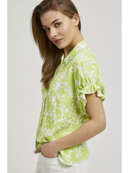 Moodo Зелена риза с набран ръкав Moodo