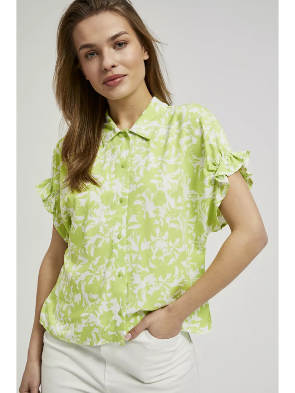 Moodo Зелена риза с набран ръкав Moodo
