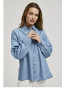 Moodo Синя лиоцелова риза с яка на копчета Moodo