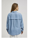 Moodo Синя лиоцелова риза с яка на копчета Moodo